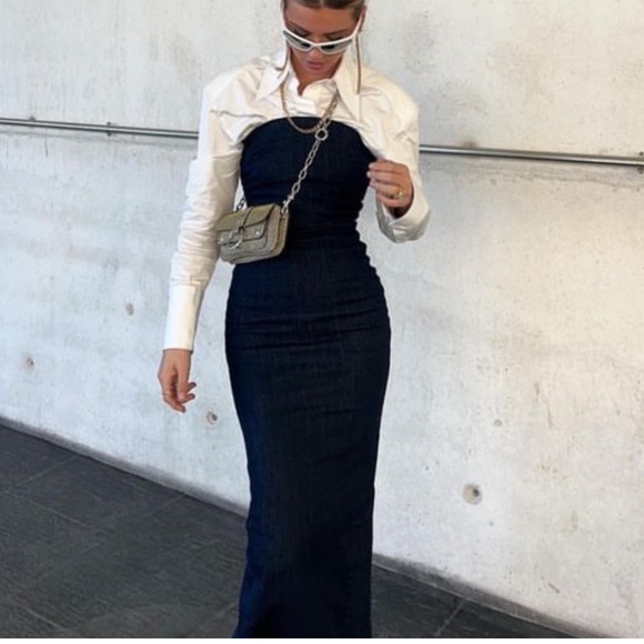 Zara Fitted ZW Denim Dress - Picture 9 of 16